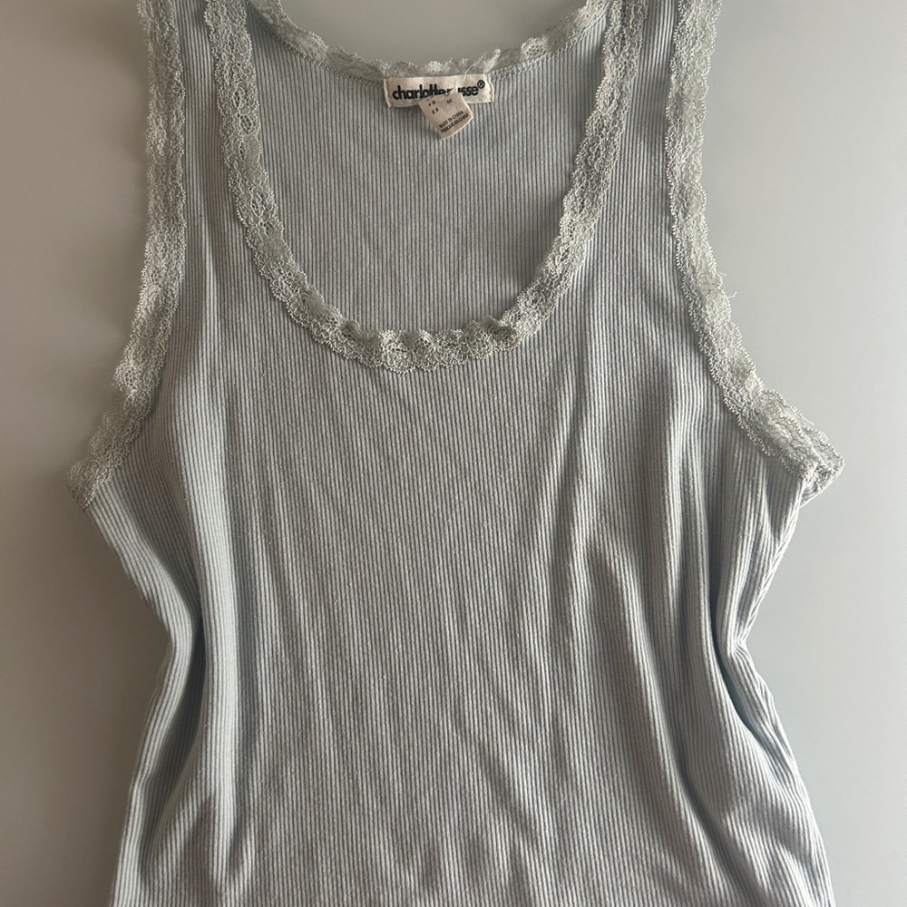 Charlotte Russe Sky Blue Lace Tank Top